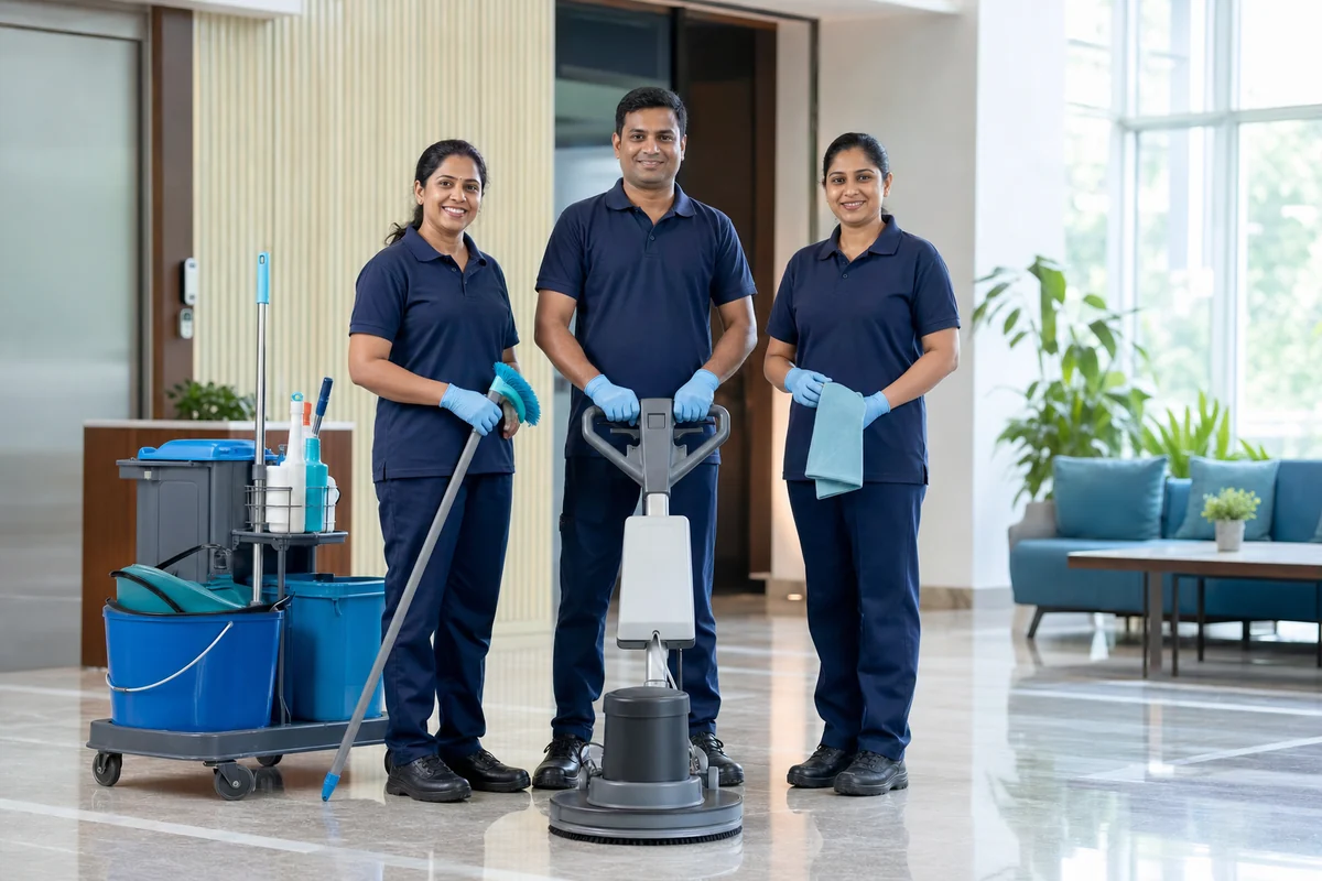 Professional facility cleaning team
